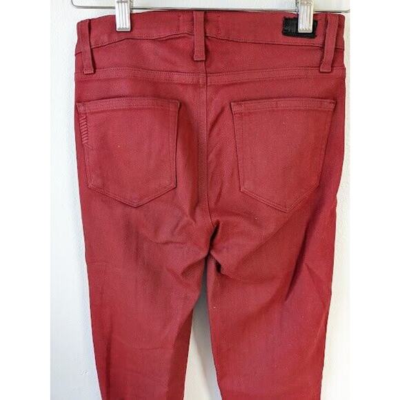 Paige Womens Sz 25 Hoxton Ankle Peg Jeans Red Ankle Zip Raw Hem Pockets Stretch - Picture 6 of 9